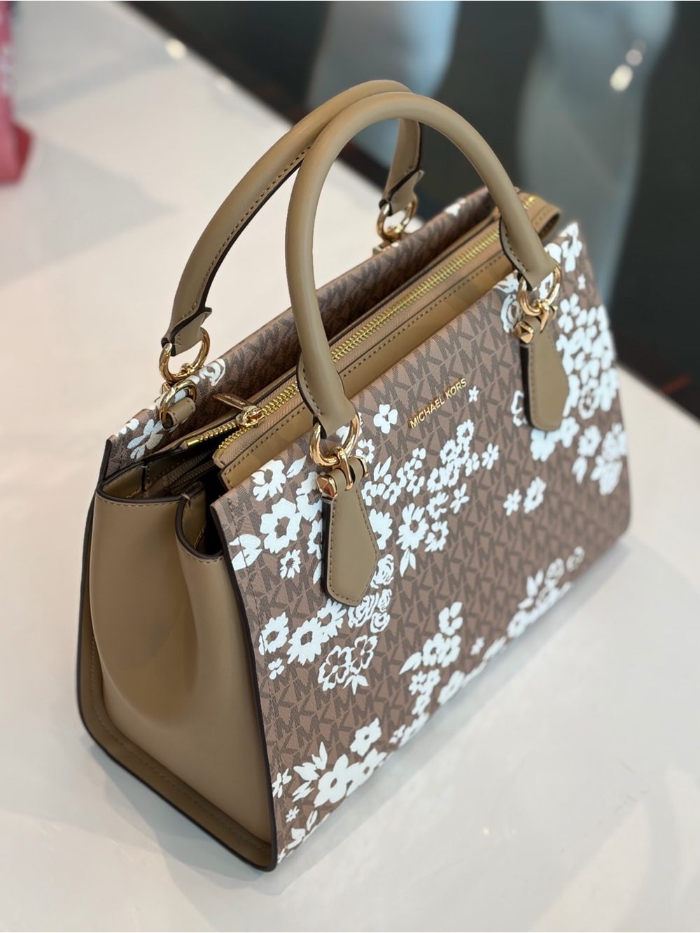 MICHAEL KORS  Marilyn Medium Printed Signature Logo Satchel Crossbody - Picture 9 of 16